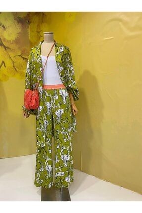 Kadın Fil Desenli Salaş Kimono Tunik F41013