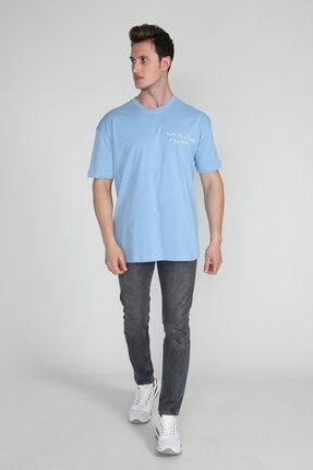 Erkek Baskılı Oversize Kalıp %100 Pamuk T-shirt SLNX01