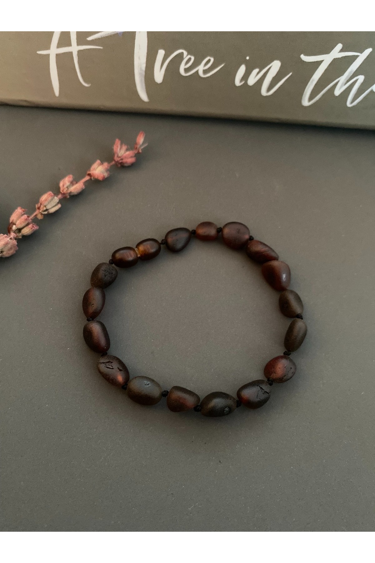 Drop Amber Baroque Matte Cherry Adult Bracelet