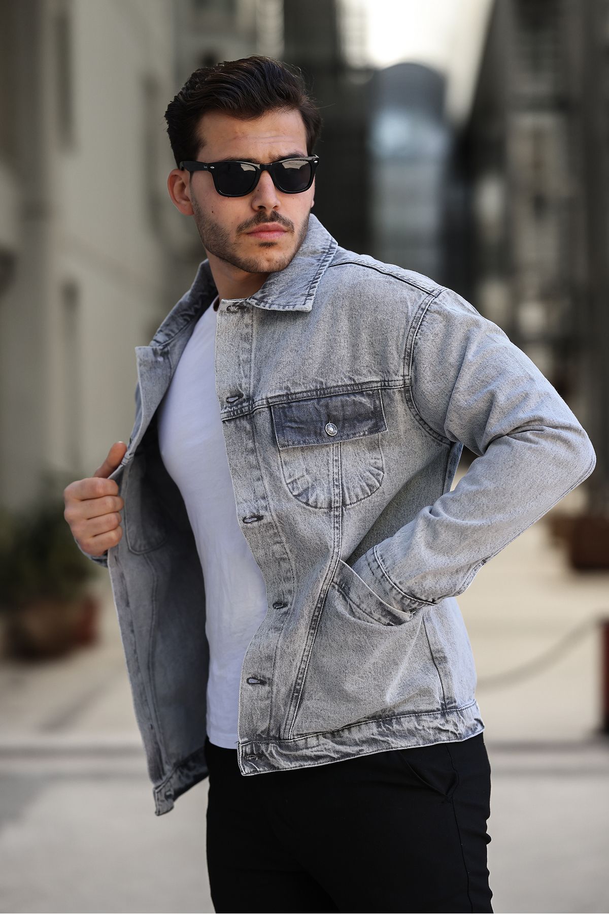 Denim jacket gray online