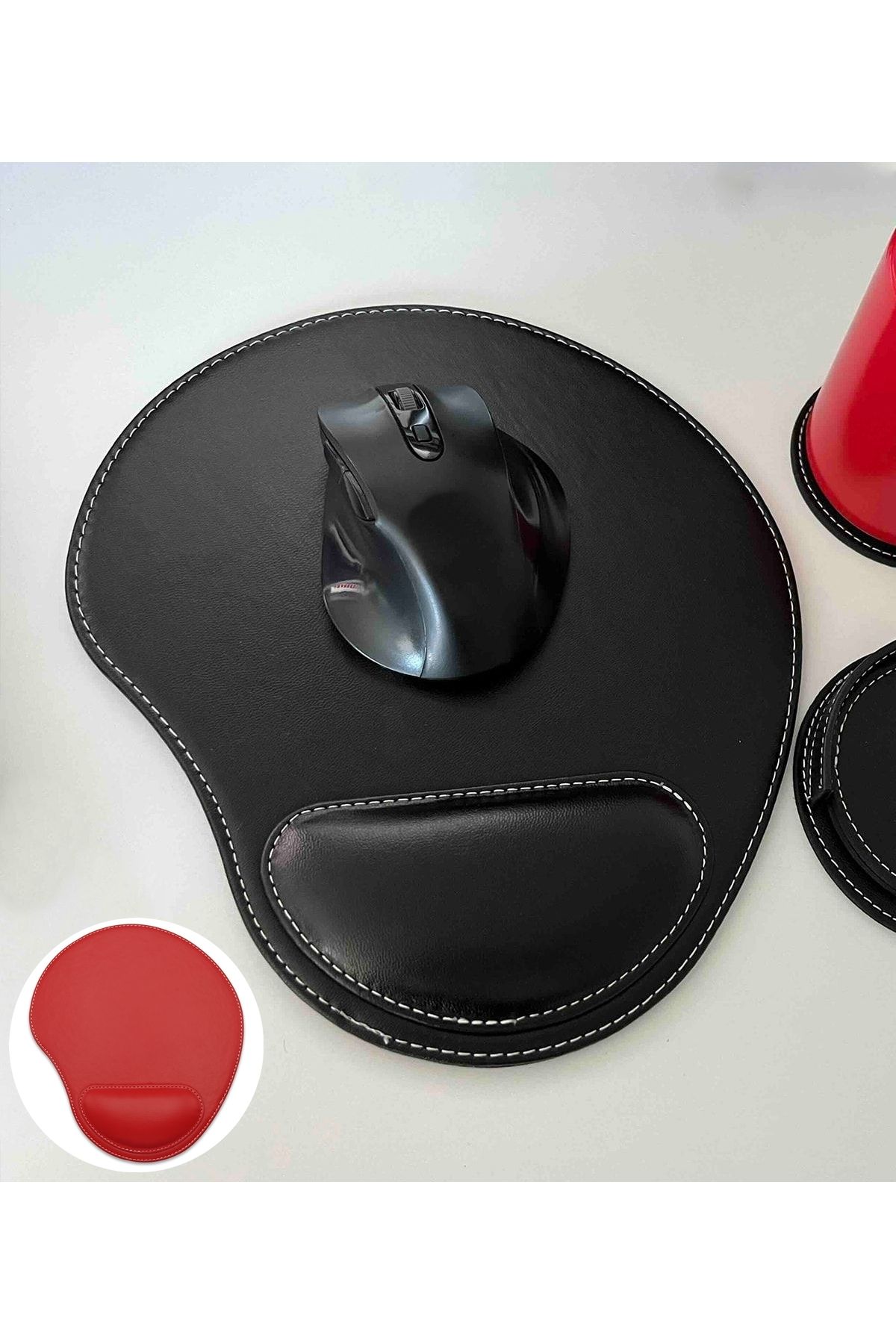 Boldy-Mouse Pad with Wrist Support Non-Slip Mouse Pad Mouse Pad Red Mouse Pad Oval Mouse Pad Non-Slip 1Ad 4
