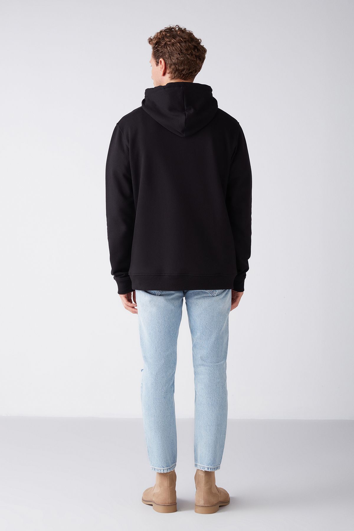 GRIMELANGE-Carter Men's Soft Fabric Hooded Mountain Printed Drawstring Regular Fit Black Sweatshirt 5