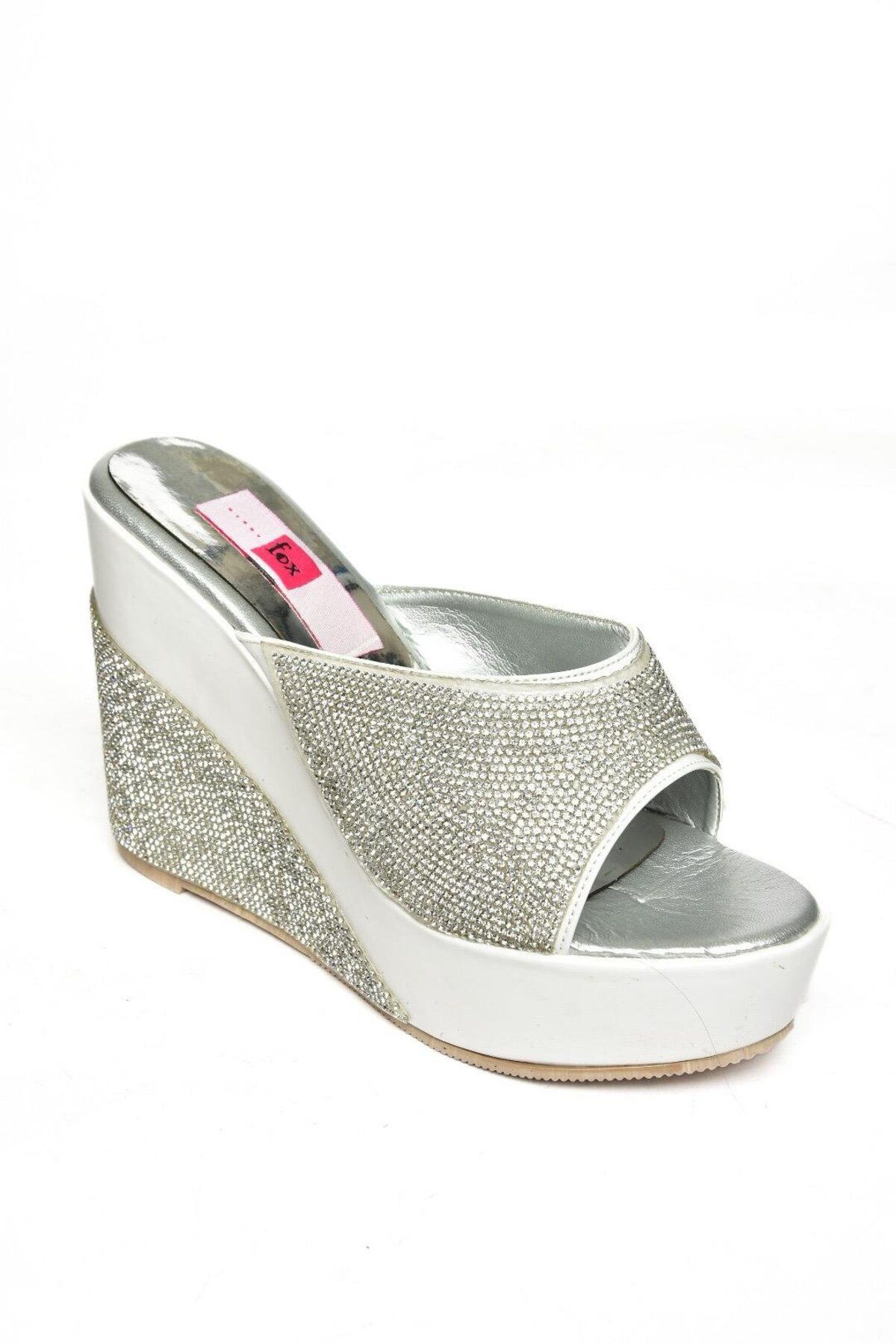 Fox Shoes-S820006308 White Patent Leather Stone Wedge Sole Slippers 6