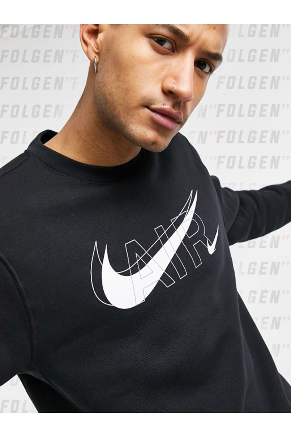 Nike air print pack hoodie in black clearance