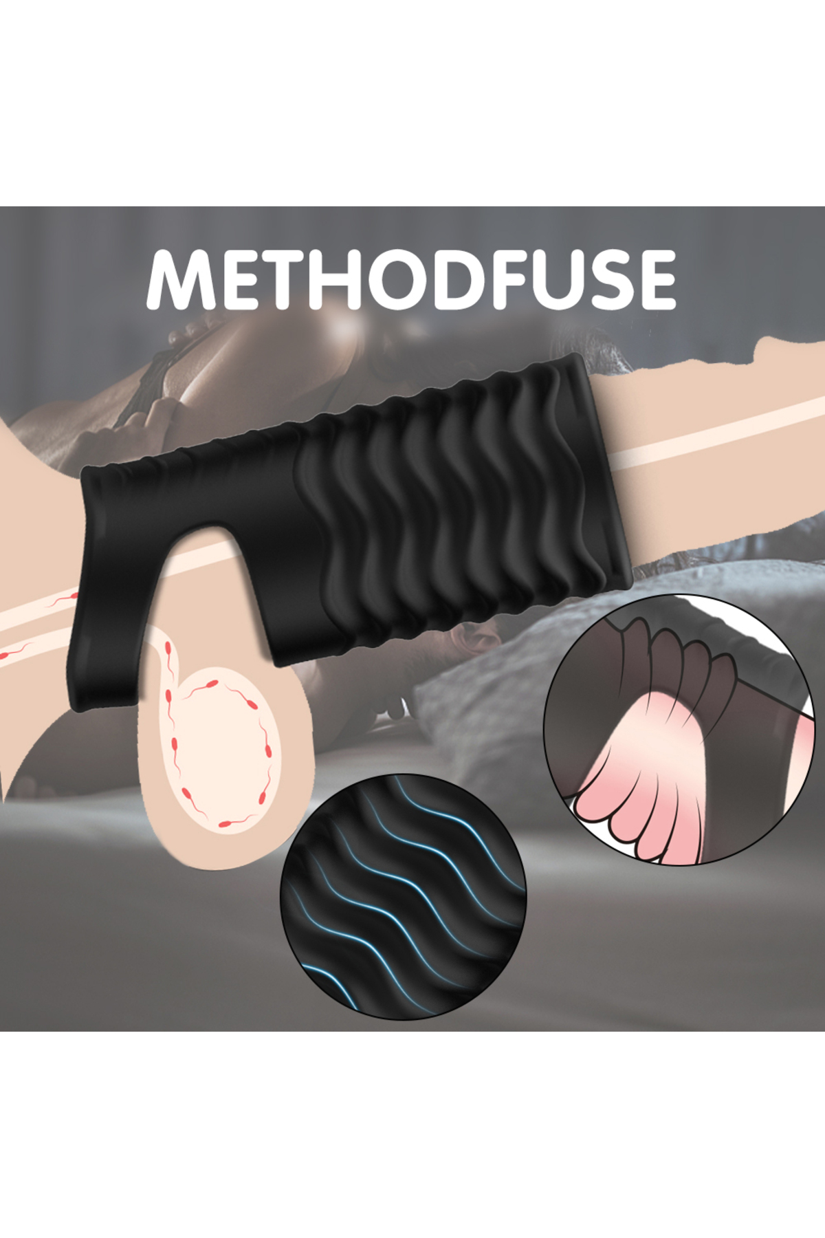 Wolf Çok Kullanımlı Testis Tutuculu Ucu Açık Tırtıklı Esnek Silikon Penis Kılıfı 4