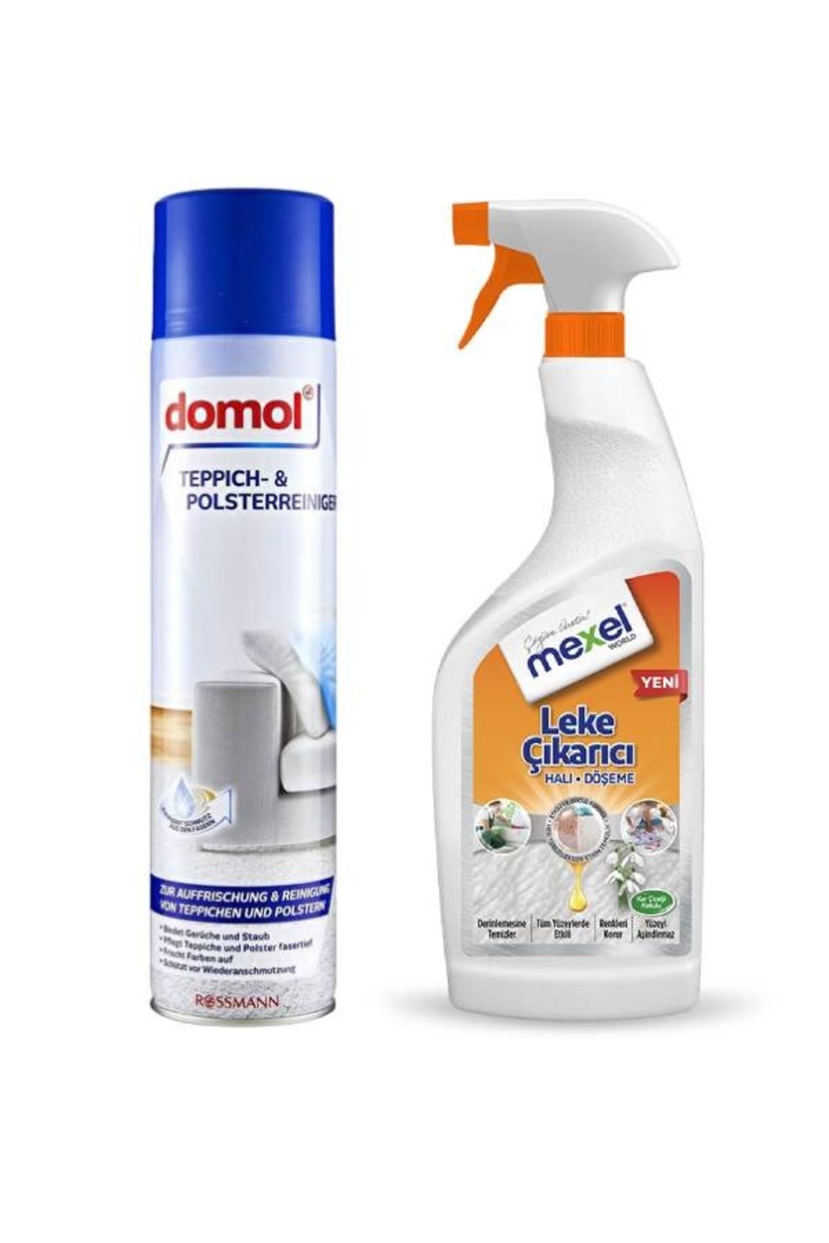 mexel Halı Döşeme Leke Çıkarıcı Kar Çiçeği Kokulu 750 ml  Domol Halı Leke Çıkarıcı Köpük 600 ml