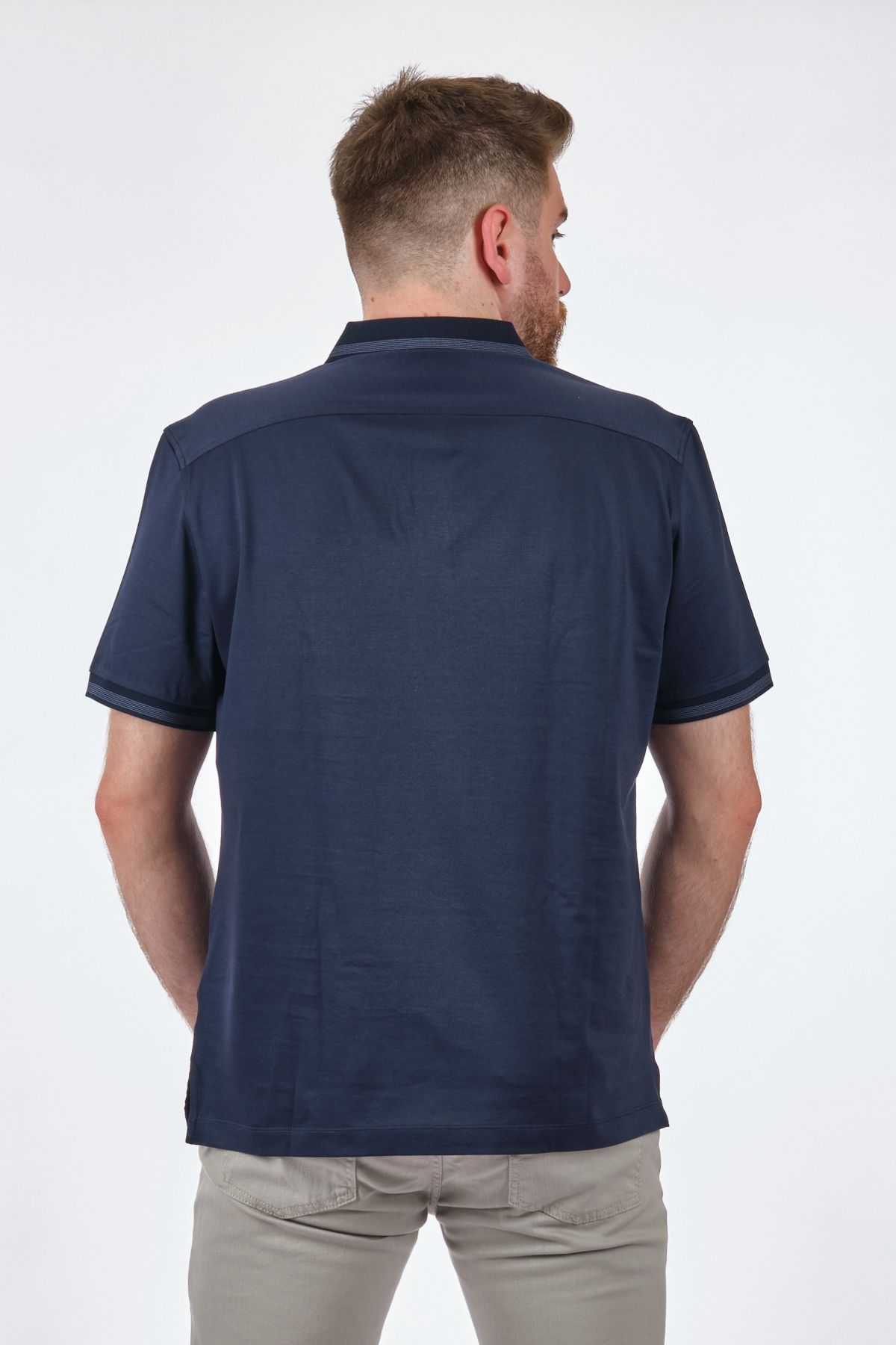 Gallus-Tricou 100% bumbac pentru bărbați, albastru bleumarin închis, gât polo 23ms8637 4