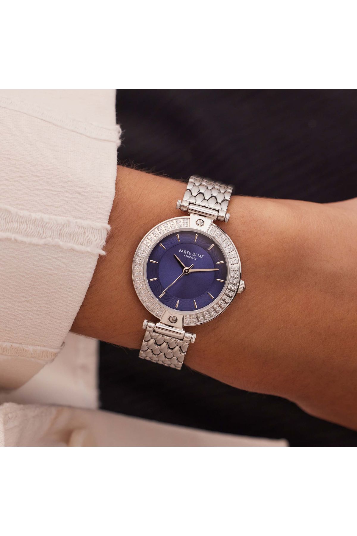 Parte di Me-Orologio Rond Damenuhr Silberfarben und Blau PDM09012 2