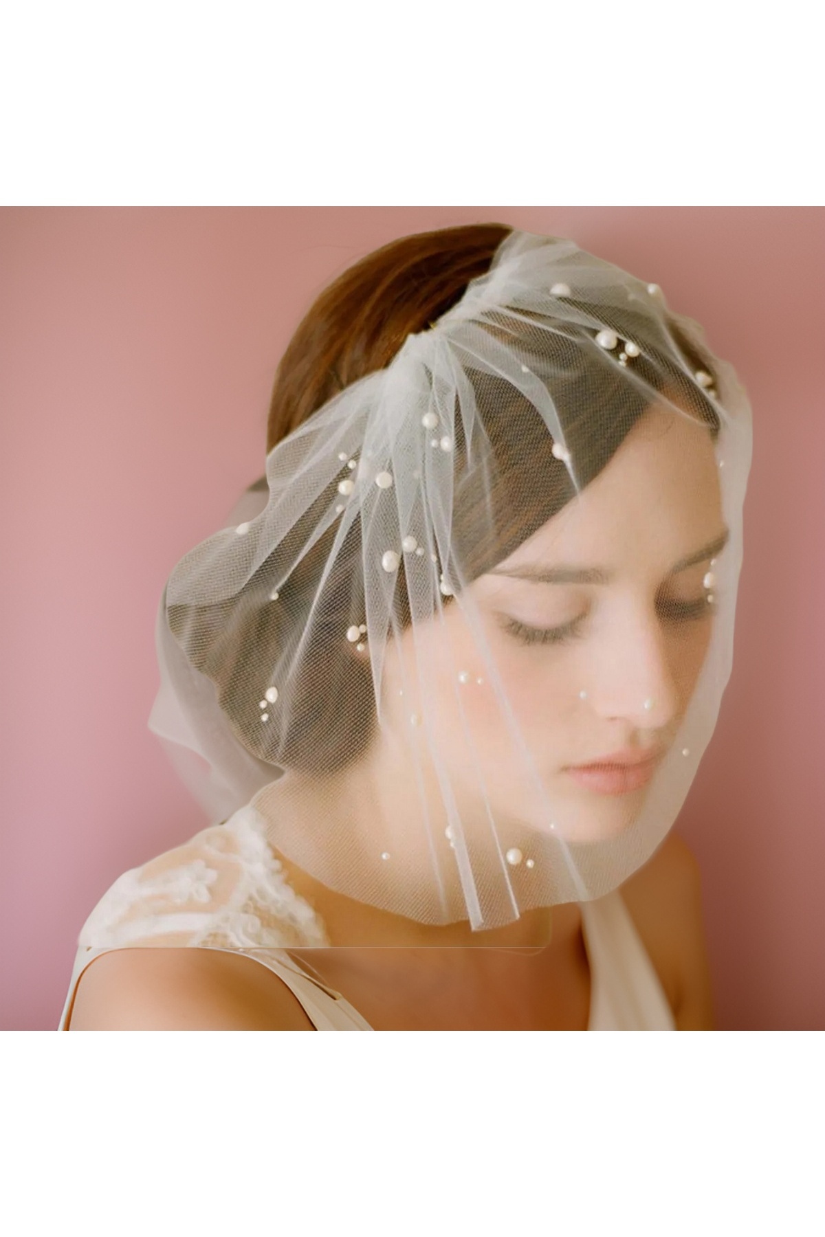 Duvak Gelin Şapkası Kep Incili - Gelin Gelinlik Için, Nikah, Duvağı,tül