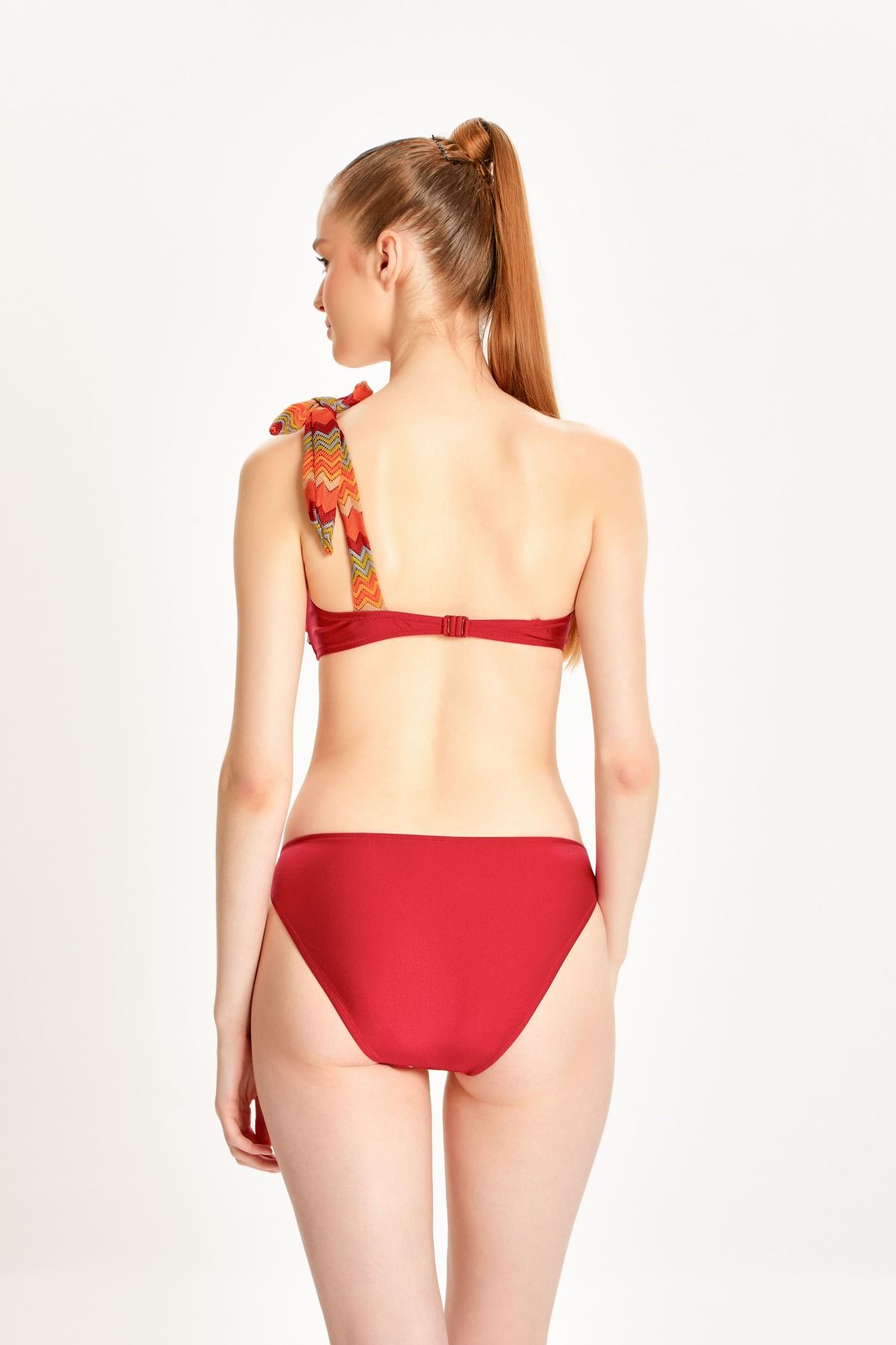 TOO SALTY SWIMWEAR-Women's Burgundy Lace Single Shoulder Bikini Set 24s120st 4