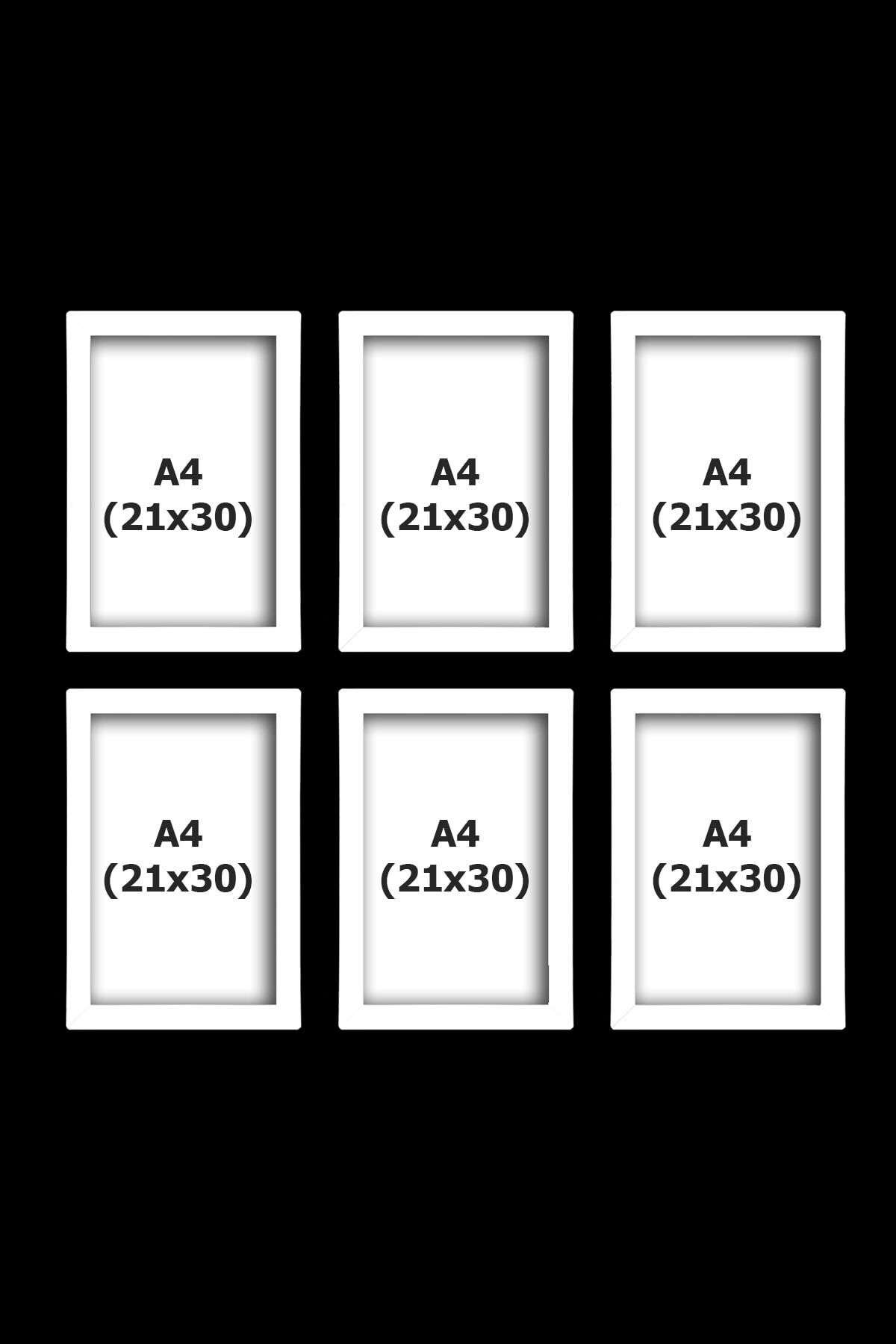 bymat-6 Pieces 21x30 Frame - White Frame - A4 Frame - Diploma Frame - Mdf Multiple Photo Frame 4