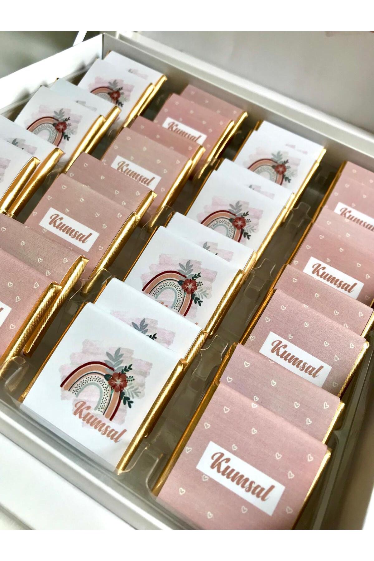 Minemiss Tasarım Lüks Kutulu Isme Özel Tasarımlı Kız-erkek Bebek Çikolatası 50 Adet Dogum-yaş Günü-hediyelik Çikolata fotoğrafı 3 (önizleme)