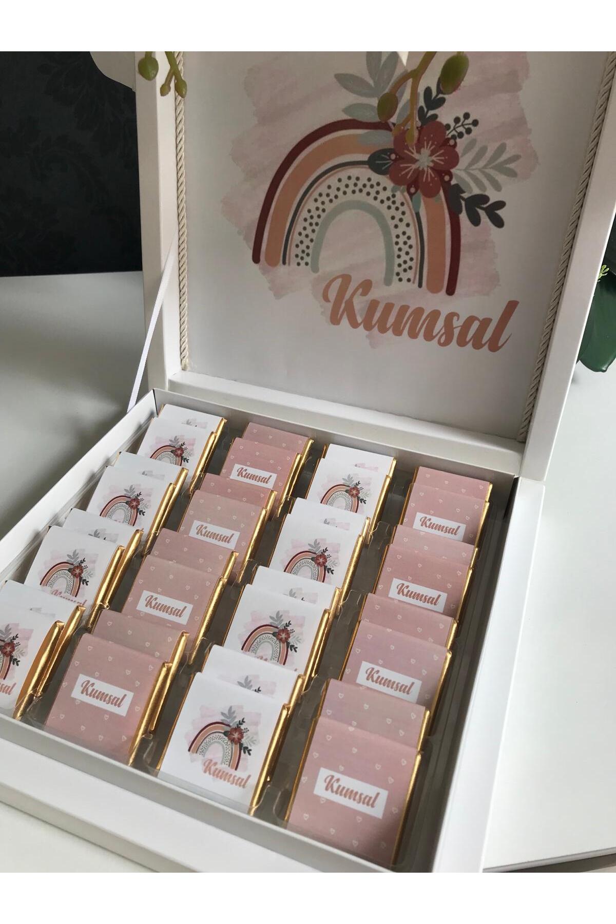 Minemiss Tasarım Lüks Kutulu Isme Özel Tasarımlı Kız-erkek Bebek Çikolatası 50 Adet Dogum-yaş Günü-hediyelik Çikolata fotoğrafı 2 (önizleme)