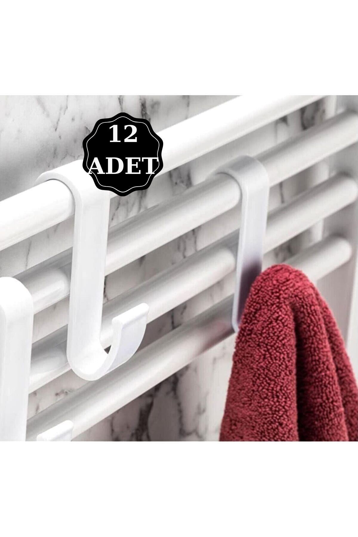 12 Pieces Bath Towel Hanger Towel Rack and Shower Cabin Compatible, Plastic Hanger, (WHITE)