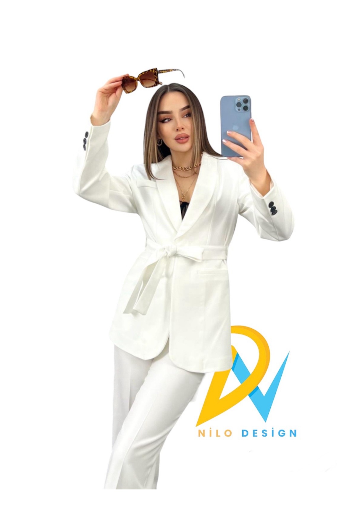 Kadın Takım Elbise, Kemerli Şal Yaka Blazer Ceket ,hem işte hem özel günlerde
