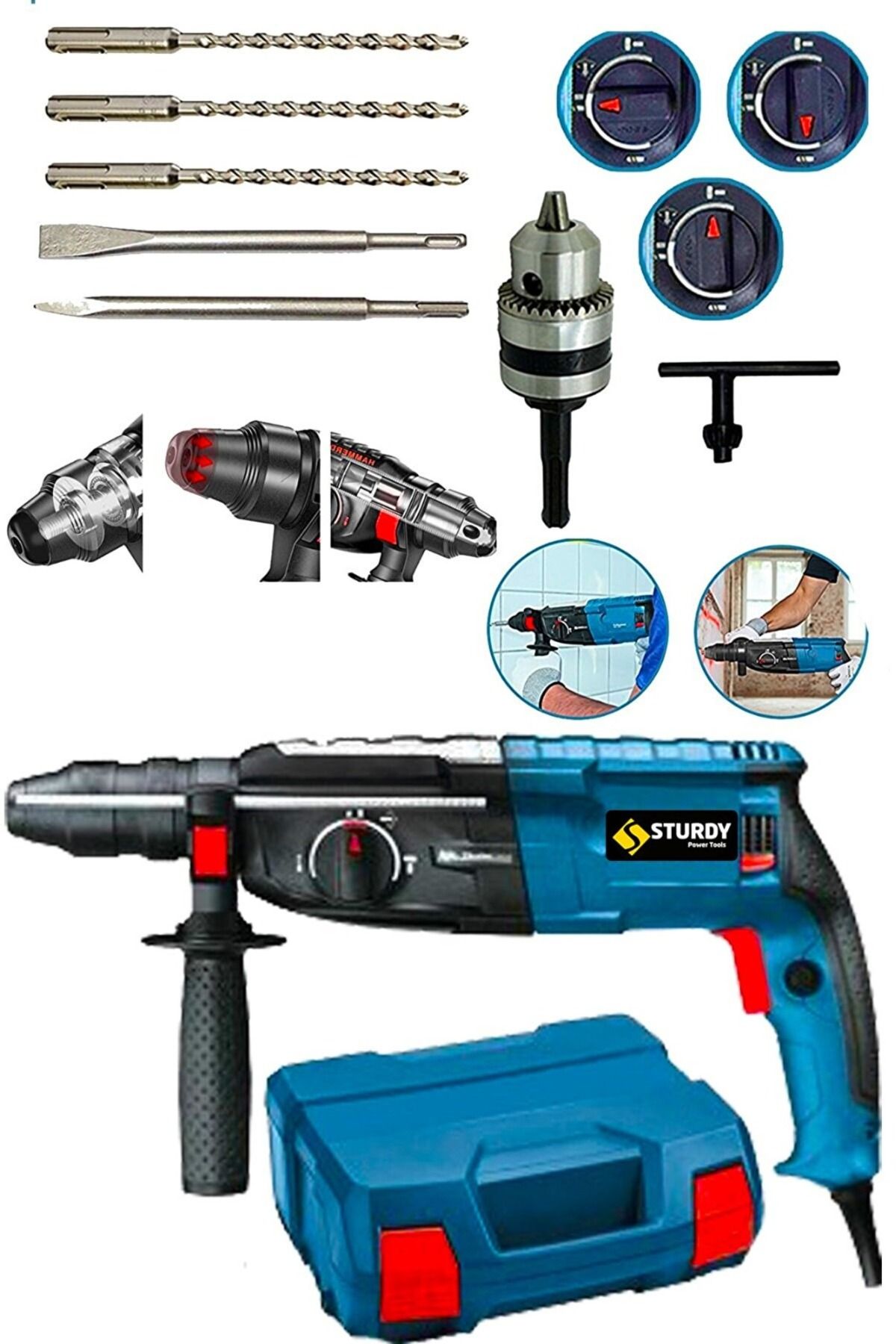 Sturdy-2.30 مللي متر 820 واط فولت مع لف النحاس المزدوج الصلب علبة التروس قواطع ثقب هيلتي الحفر 5 قطعة بت هدية 1