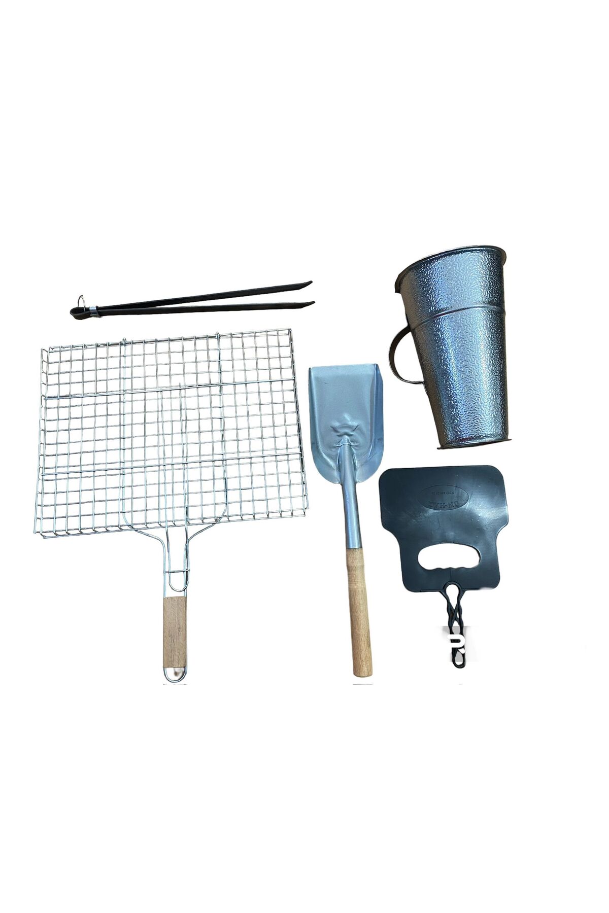 mobilreyon Mangal Aksesuar Seti 5 Parça- Izgara (30x40cm) - Köz Maşa - Kürek - Yelpaze - Ateş Borusu