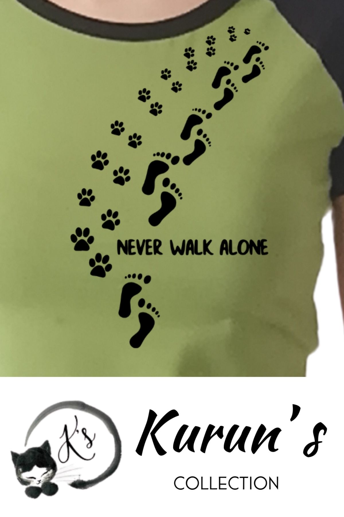 Kurun's Collection-Never Walk Alone Printed Raglan Short Sleeve T-shirt 2