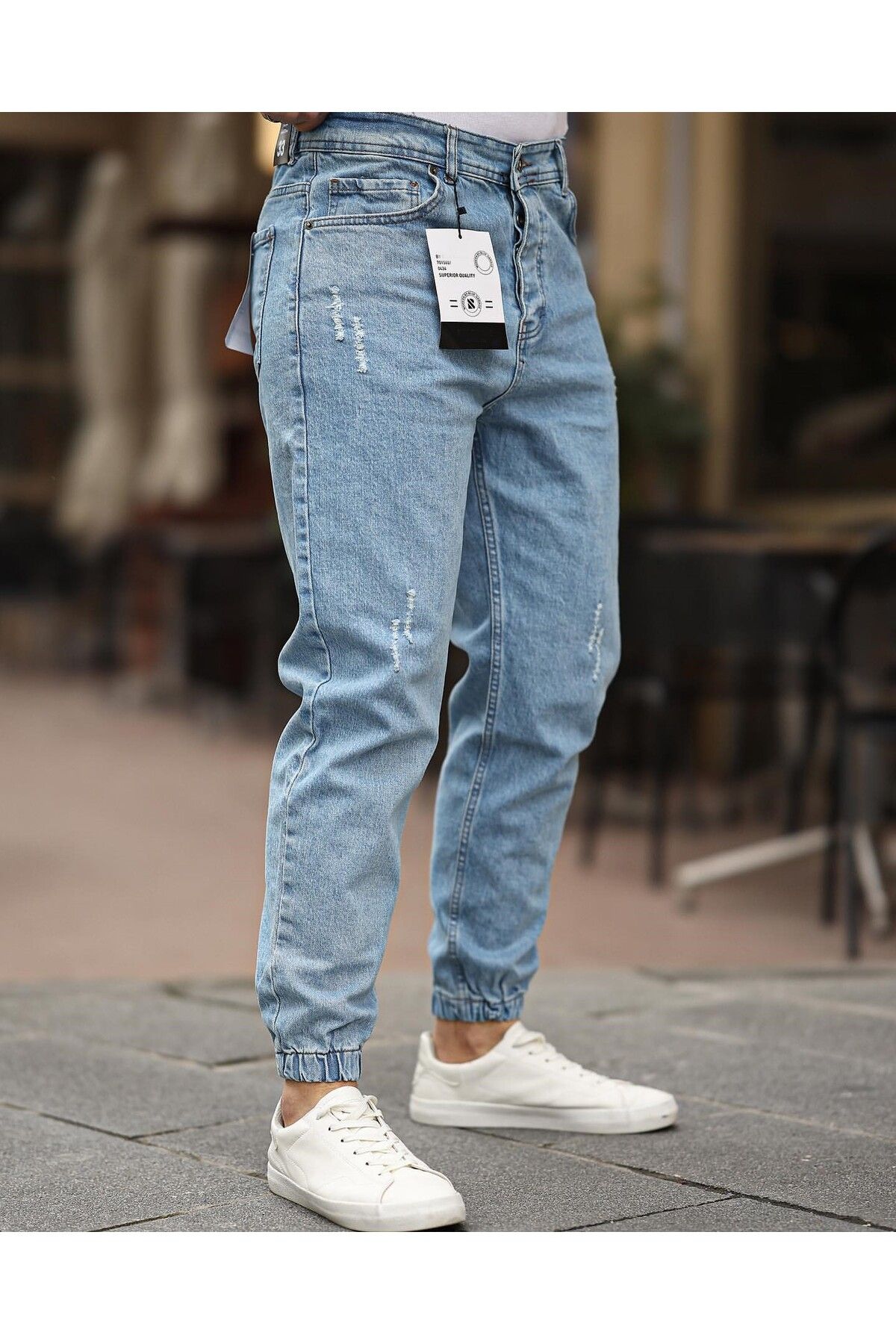 He Brand Men s Blue Elastic Leg Jogger Denim Trousers Relaxed Fit Jeans Trendyol