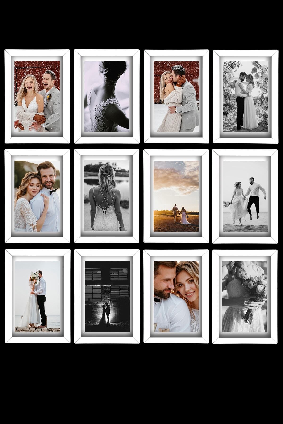 bymat-12 Pieces 21x30 Frame - White Frame - A4 Frame - Diploma Frame - Mdf Multiple Photo Frame 6