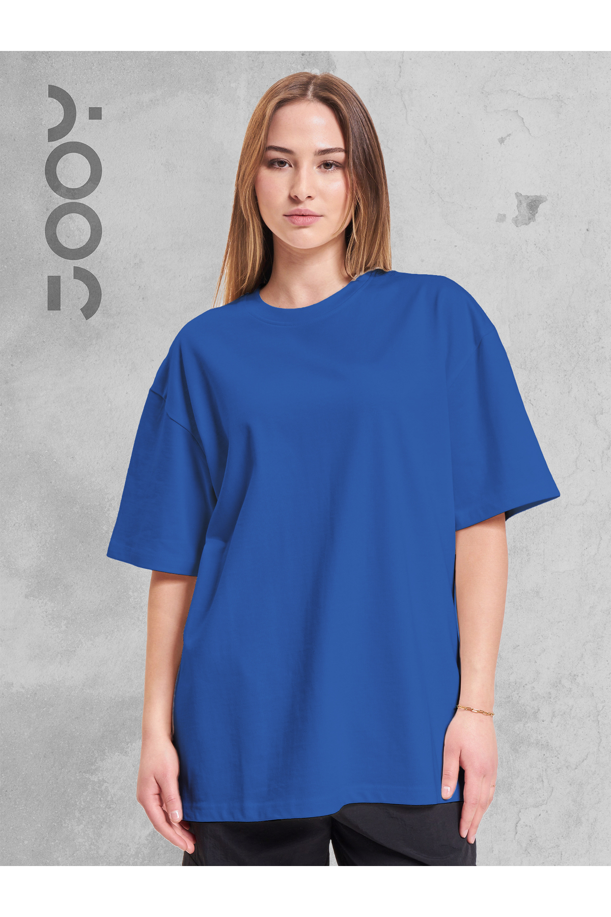 Jooy Company Saks Mavi Bisiklet Yaka Oversize Boyfriend Basic