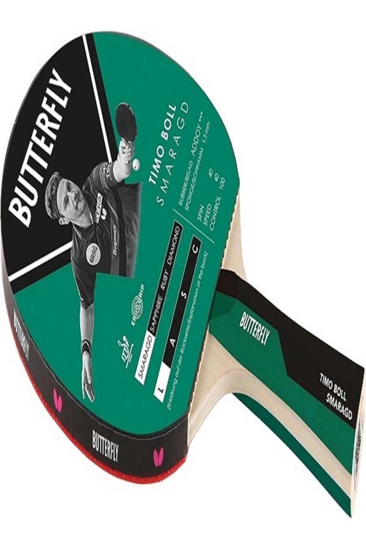 راکت پینگ پنگ مشکی تنیس میز Timo Boll Smaragd Raki BUTTERFLY