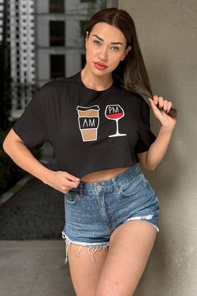 Maison La Femme Kad n Siyah Bisiklet Yaka Bask l Oversize Crop T shirt Fiyat Yorumlar Trendyol