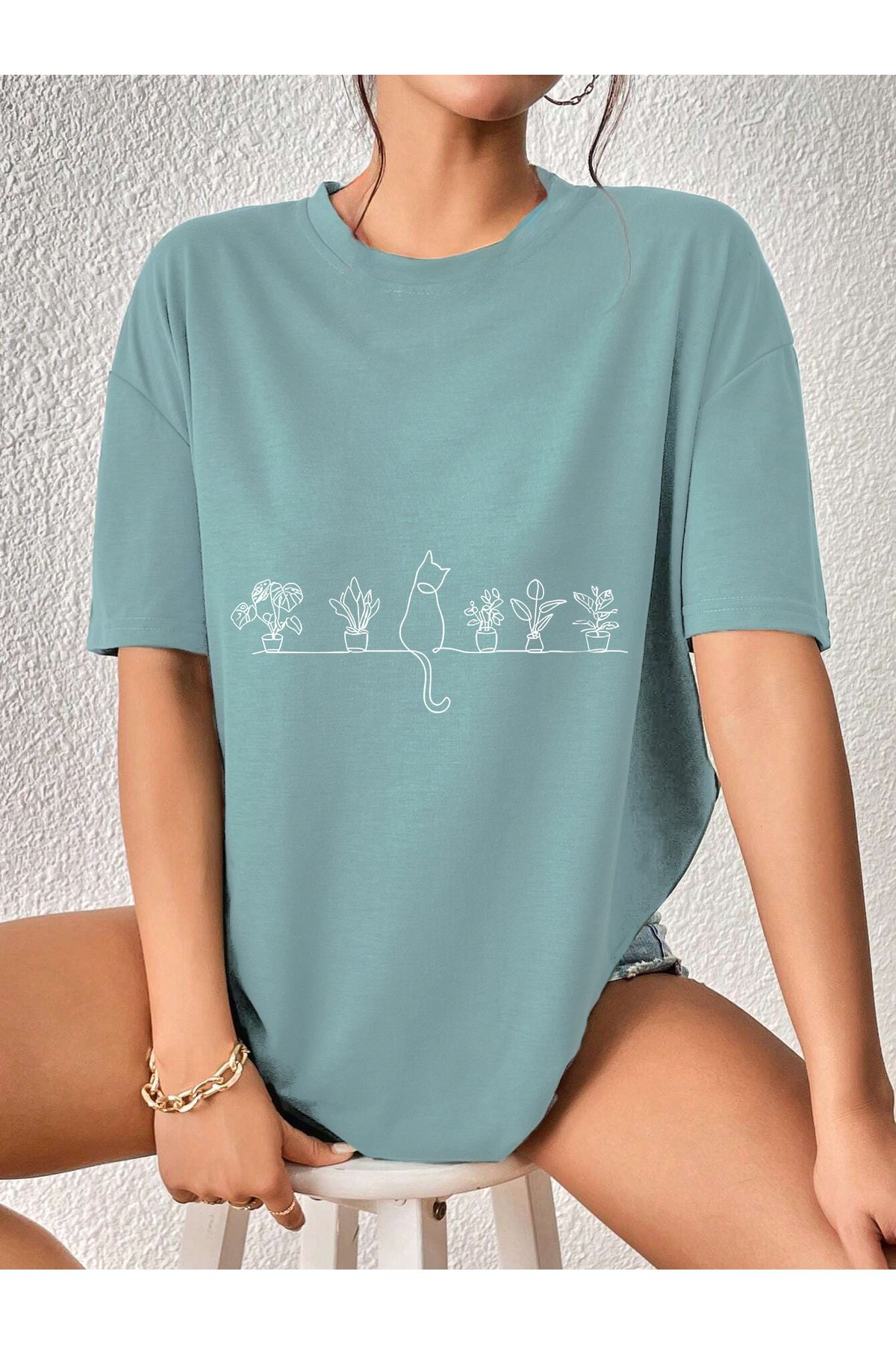 PENTHİLUS-cat printed T-shirt plus size 1
