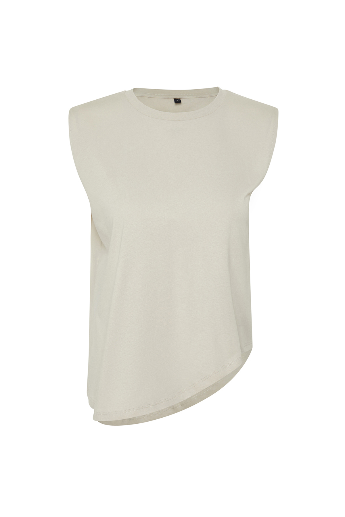 Trendyolmilla  Taş More Sustainable %100 Pamuk Etek Ucu Asimetrik Bisiklet Yaka Örme T-Shirt TWOSS24TS00156 - Görsel 7