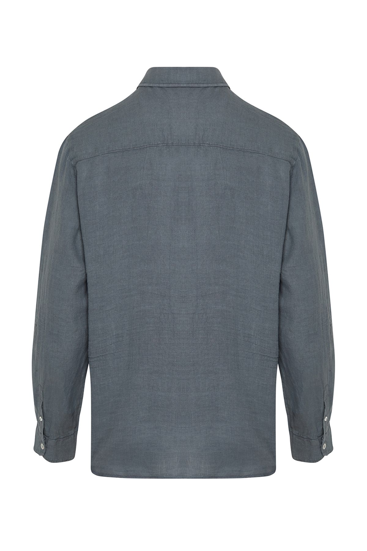 Trendyol Collection-Premium-Hemd aus 100 % Leinen in Grau mit normaler Passform TMNSS24GO00058 8
