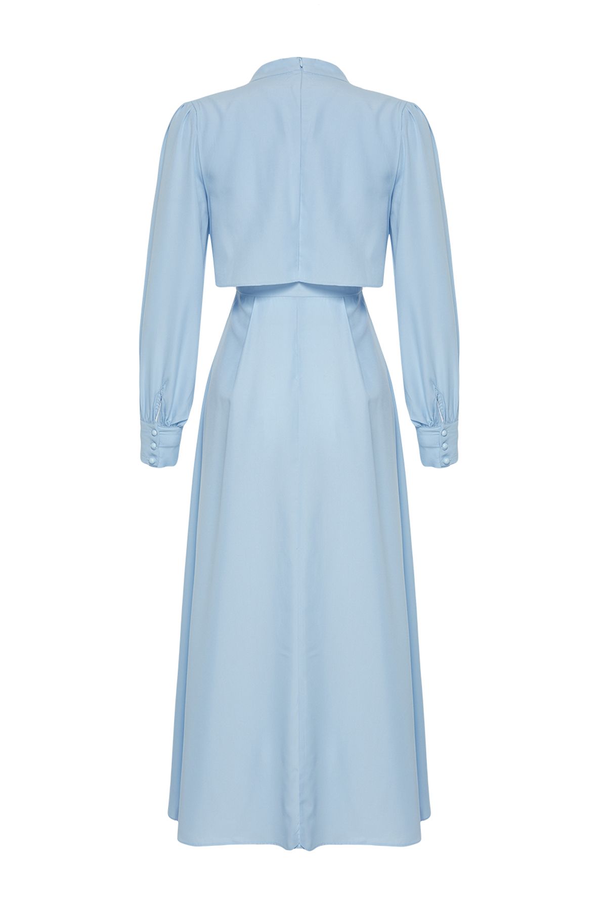 Trendyol Modest-Hellblaues, detailliertes, gewebtes Kleid von Aller TCTSS24EB00190 8