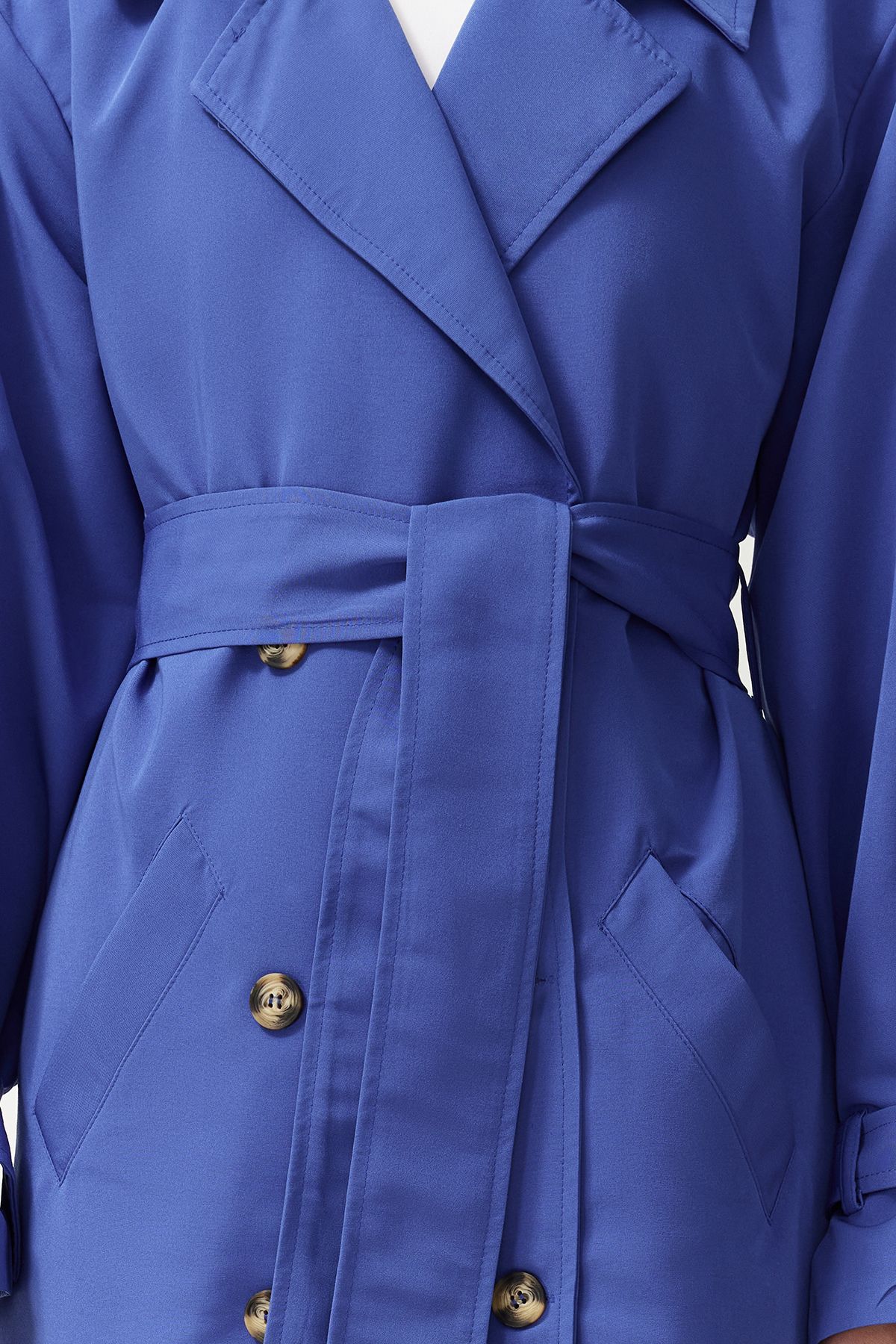 Trendyol Collection-Saks Oversize Wide Cut Belted Water Repellent Long Trench Coat TWOSS21TR0005 4