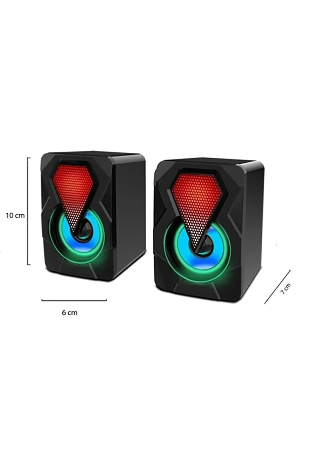 Işıklı Bilgisayar Hoparlörü 1+1 Ses Sistemi 3.5mm Jack Girişli Multimedia Usb Speaker 4
