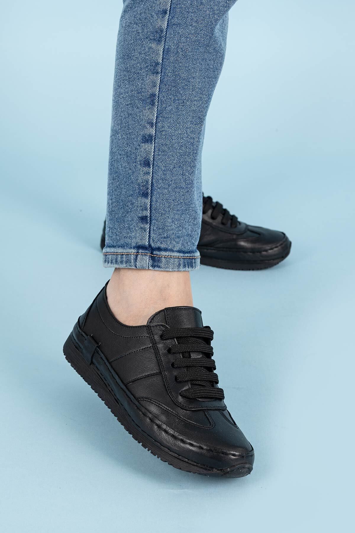Getcho-Garete Damen Sportschuhe aus echtem Leder in Schwarz 3