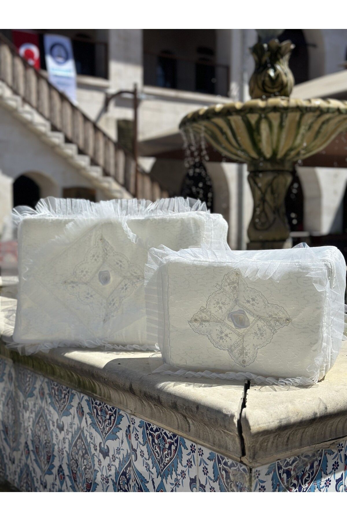 Sırma Home Sirma Home Crem Satin Tulle 2 Piese Logodna Și Mire Mire - Pachet Dowry - One Size