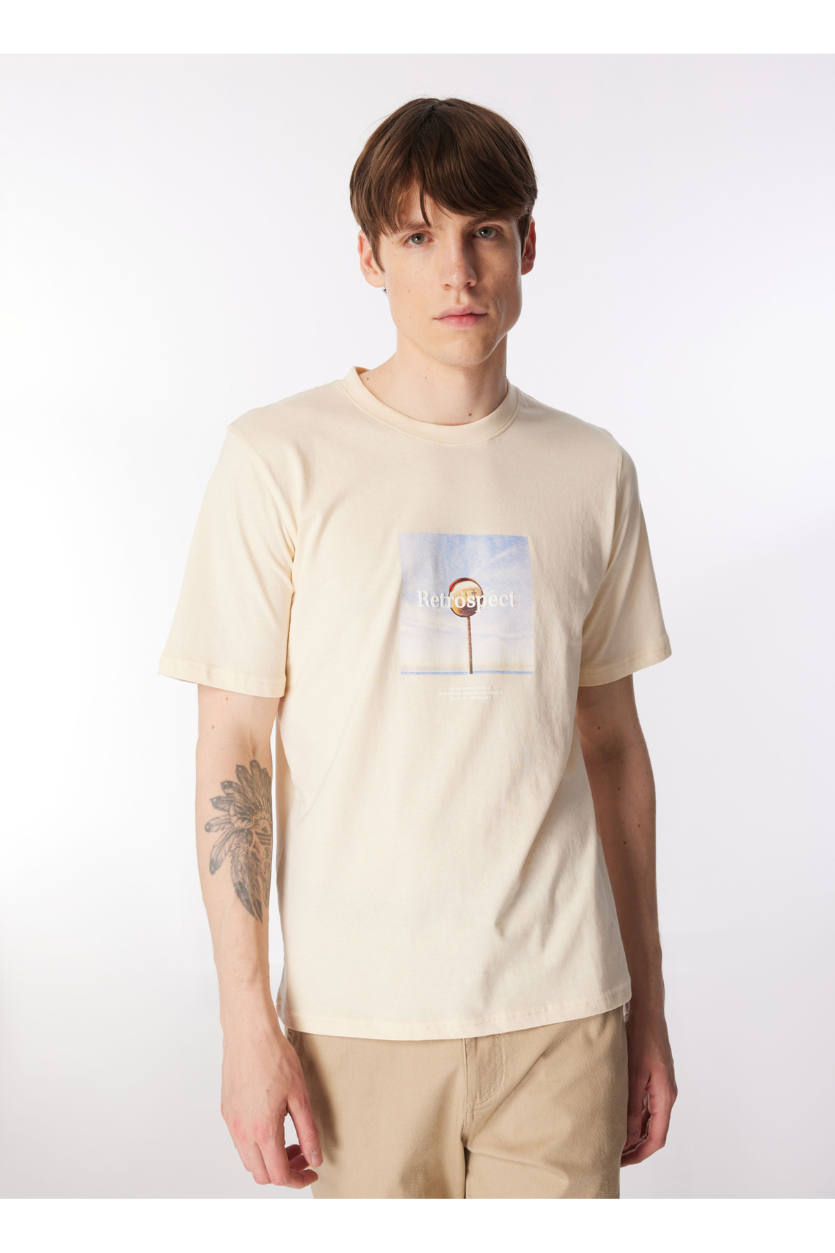 تی شرت جک اند جونز مردانه پارچه سفید بیسیک طرح دار Regular/رگولار    بیسیک Daily/روزانه | Jack & Jones 5003120590 TR - تصویر 3