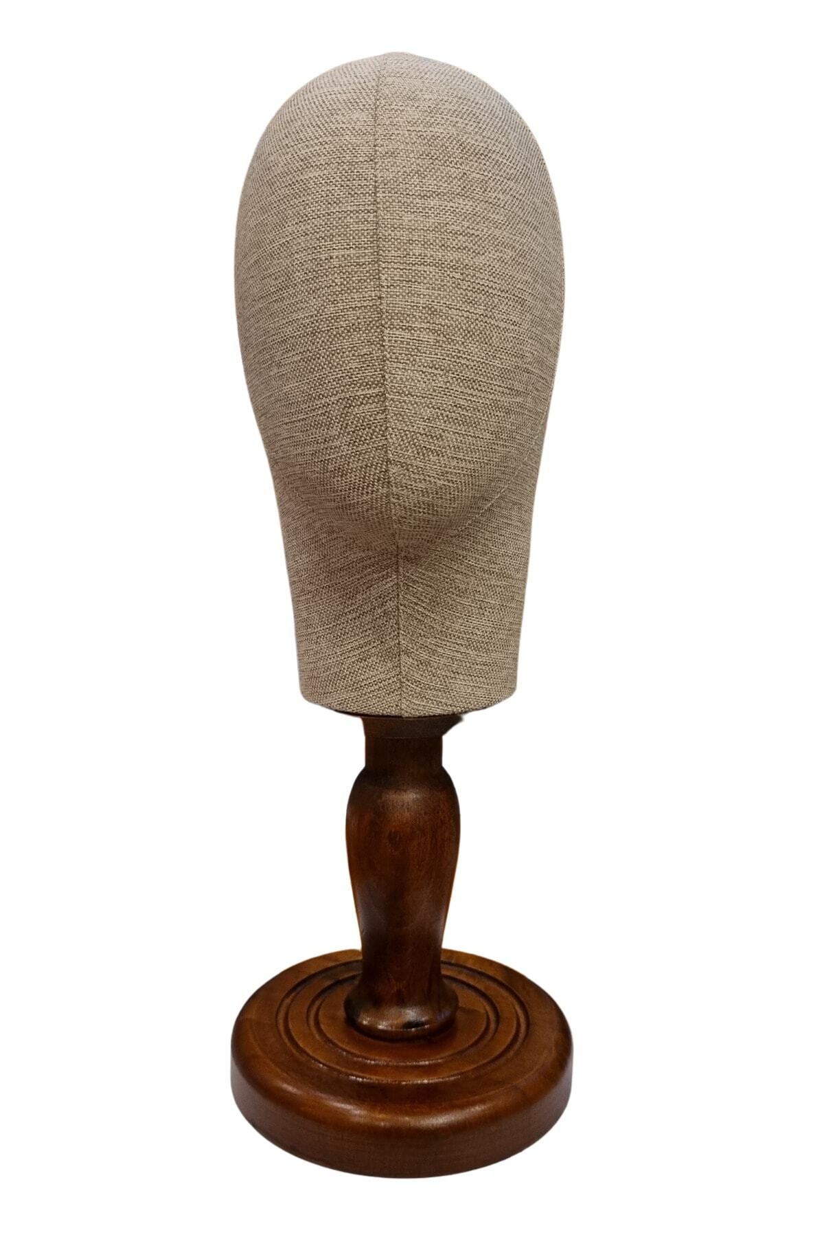 Manken İstanbul-Fabric Covered Polyester Head Mannequin with Wooden Stand Accessory Manikin Hat Mannequin Wig Mannequin 2