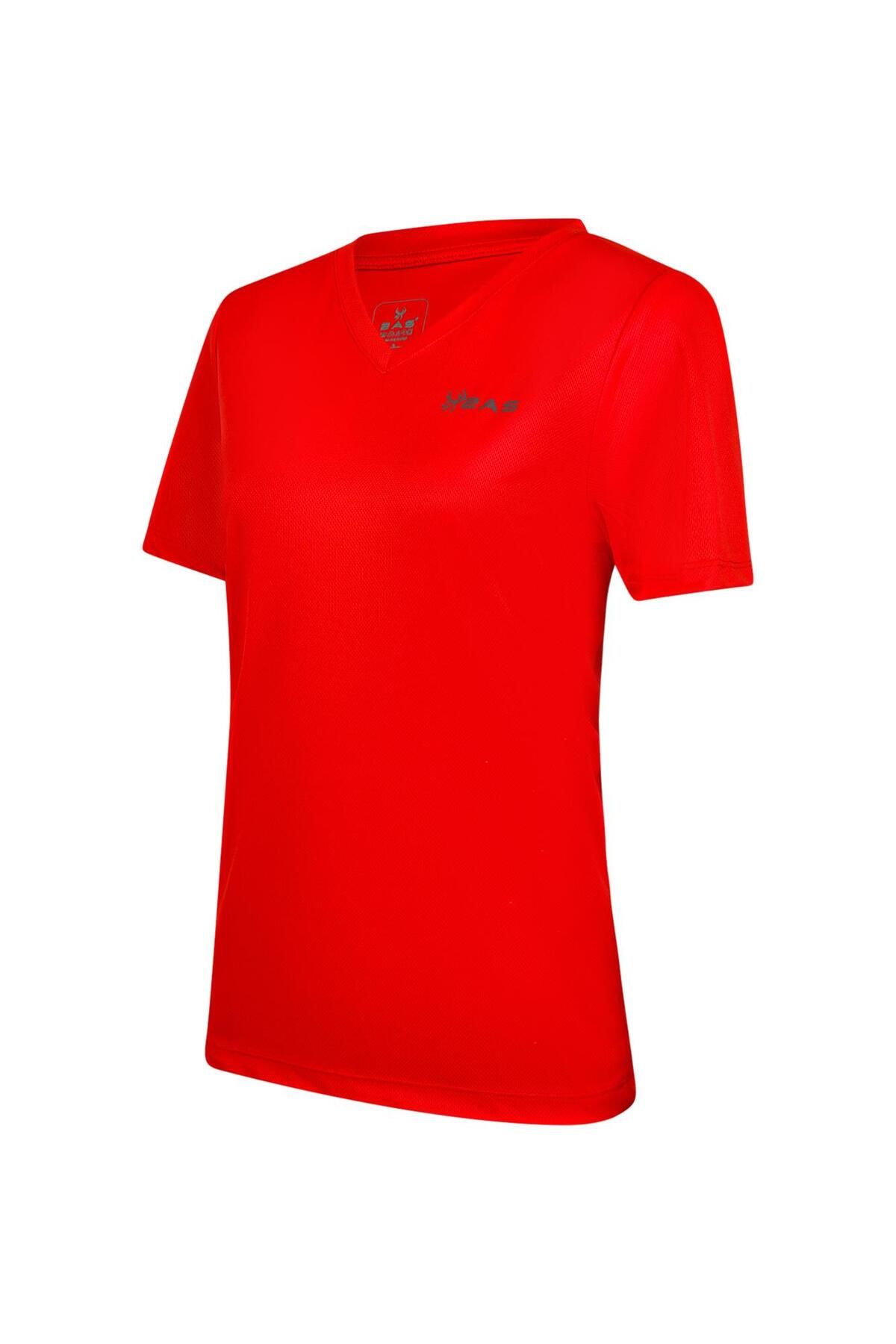 2AS-Red Freda V-Neck Women's T-Shirt 2