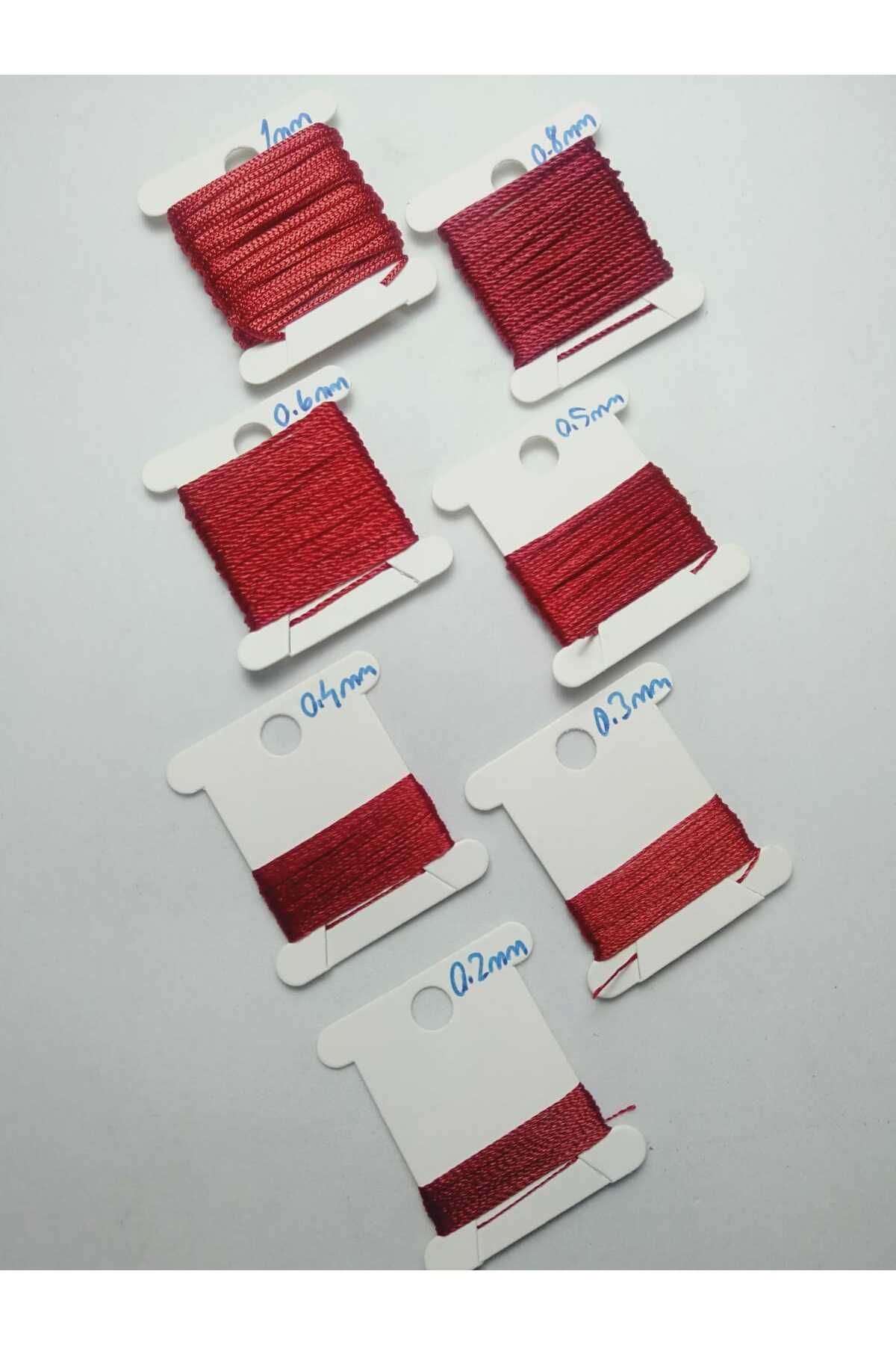 1 Metre 7 Ölçü Tesbih Ipi Seti 0.2 Mm 0.3 Mm 0.4 Mm 0.5 Mm 0.6 Mm 0.8 Mm 1 Mm Kırmızı Toplam 7 Metre