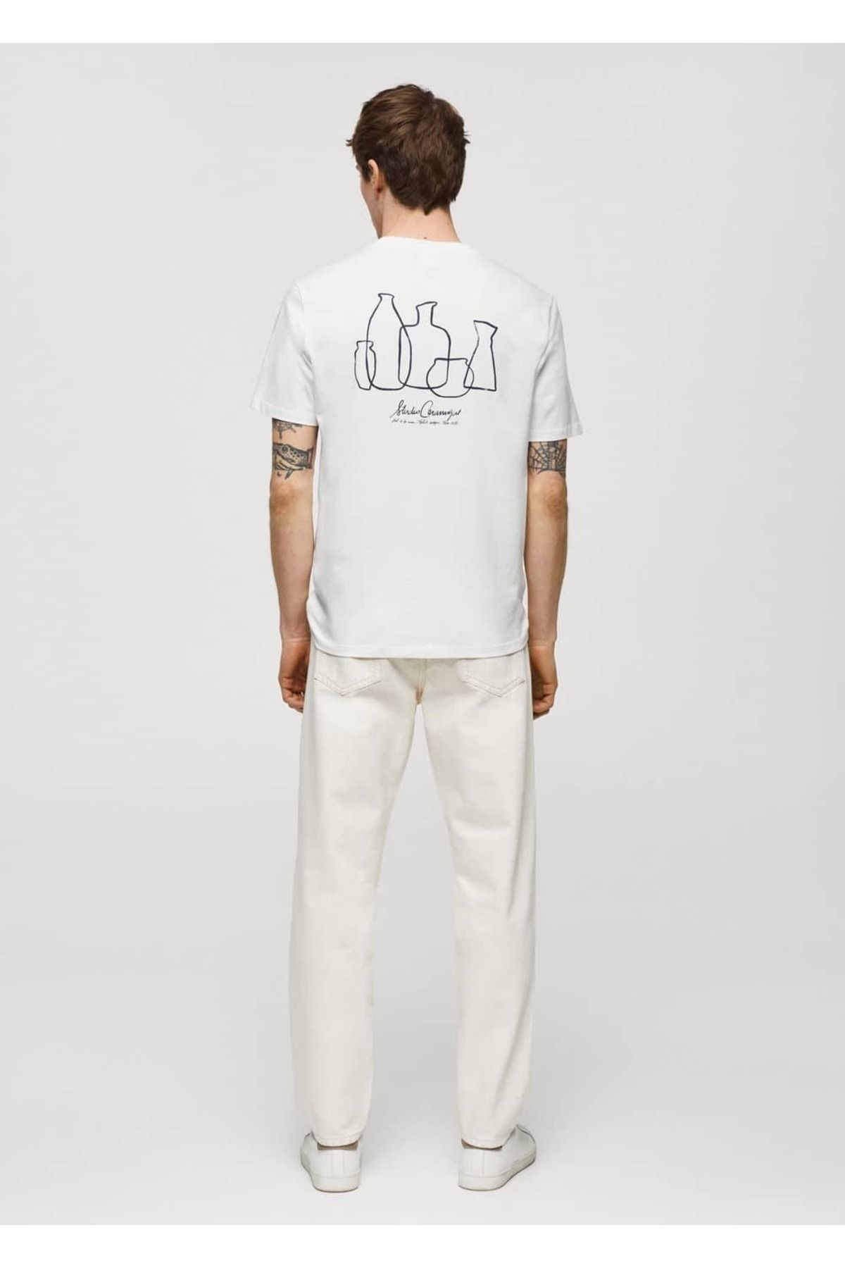 MANGO Man 100 ٪ پنبه الگوی T shirt