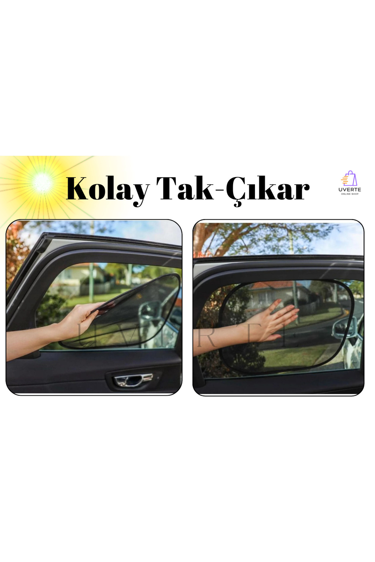 UVERTE Araç Arka Yan Cam Güneşlik Araba Vantuzlu Bebek Emzirme Perdesi Oto Güneş Engelleyici ( 2 Adet ) fotoğrafı 6 (önizleme)