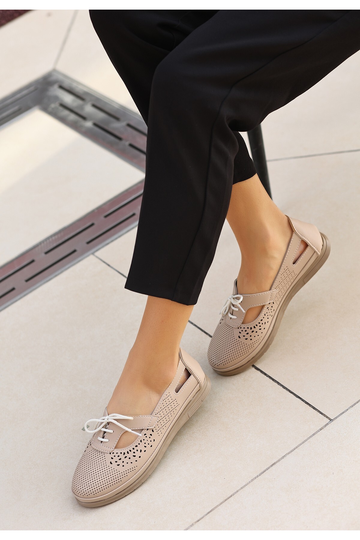 Kadın Rial Nude Cilt Babet Ayakkabı