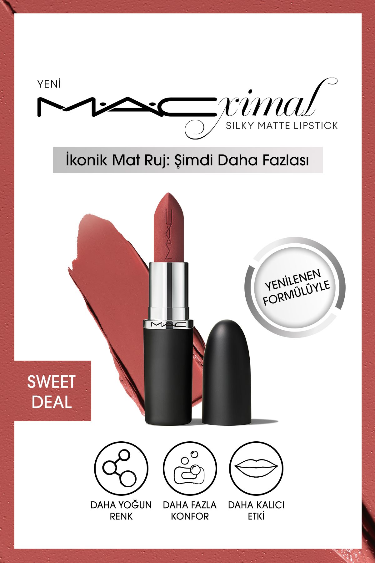 Mac M·a·cxımal Silky Matte Lipstick с увлажняющим эффектом и насыщенным цветом — Sweet Deal 123863