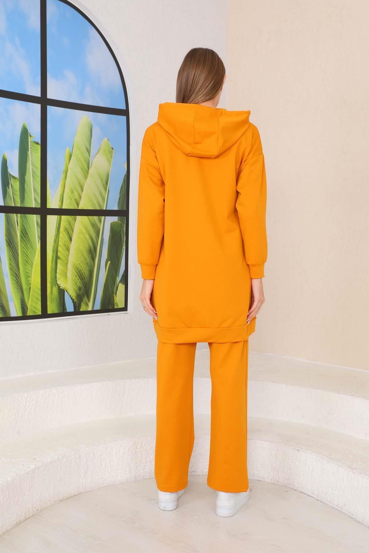 westbound Mustard Colored Embossed Printed Women s Sports Set Triple Combination Trendyol