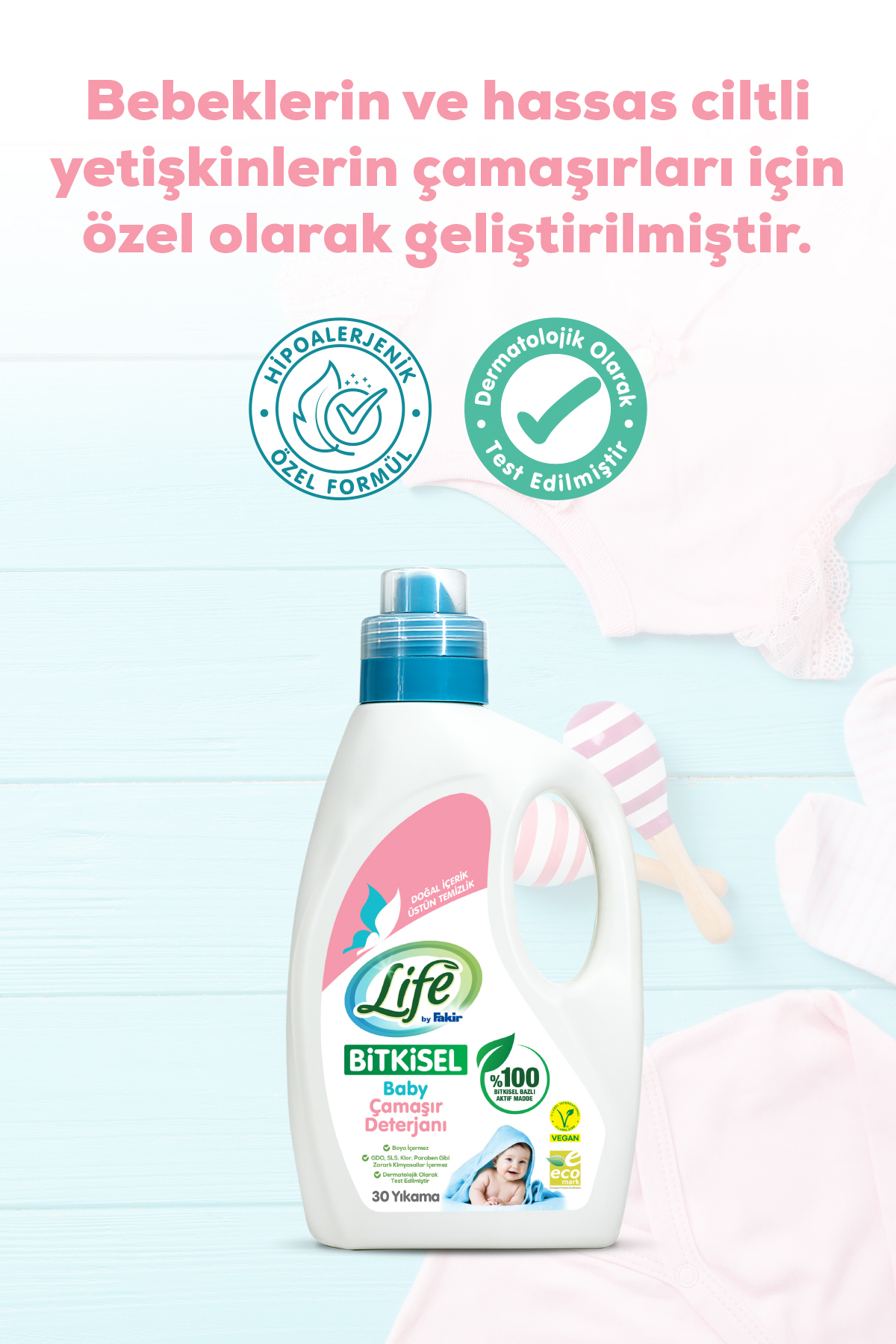 Life By Fakir Bitkisel Baz Vegan Sıvı Bebek Çamaşır Deterjanı 1500 ml fotoğrafı 3 (önizleme)