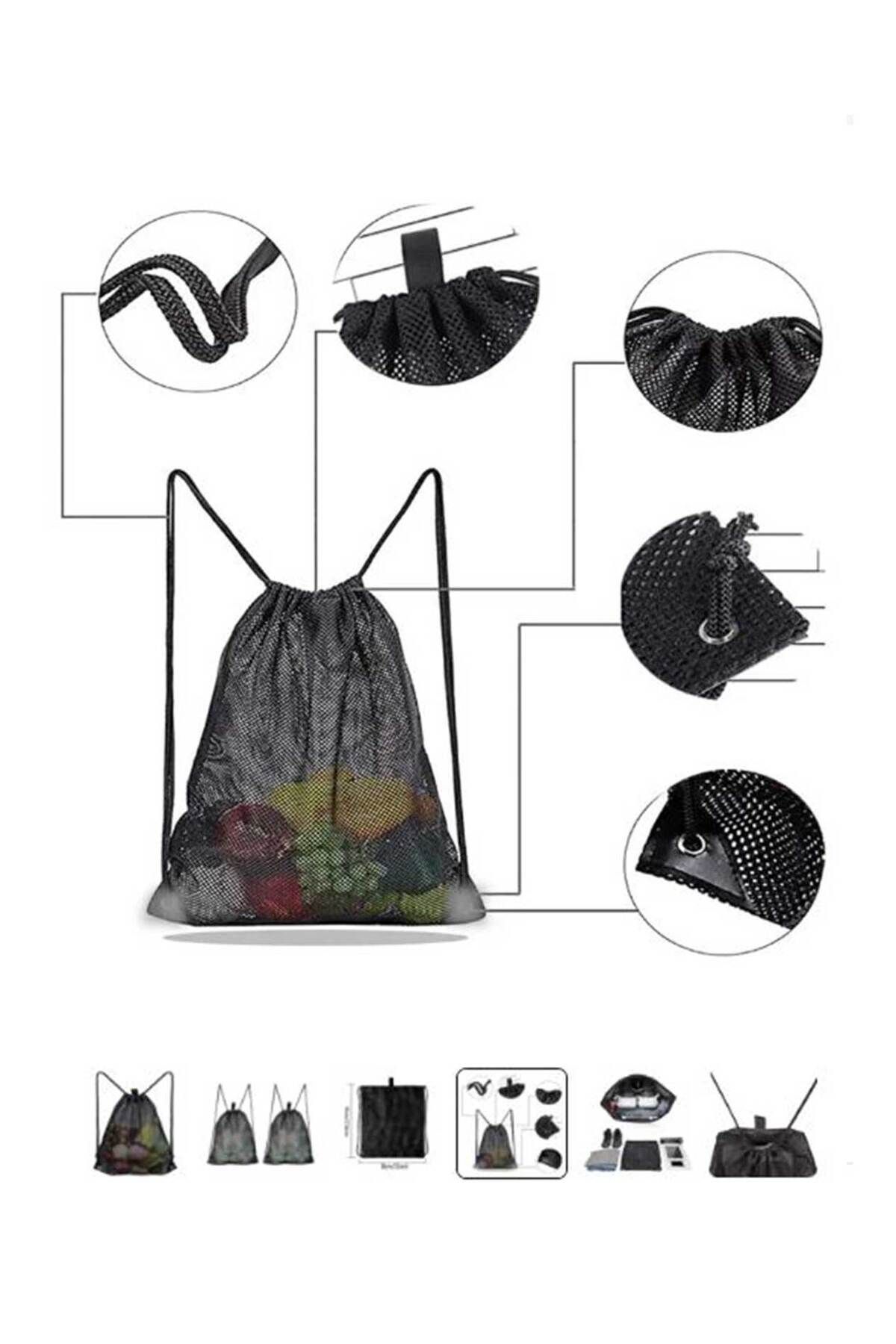Woys Bags-Drawstring Drawstring Backpack - Mesh Beach Backpack 3