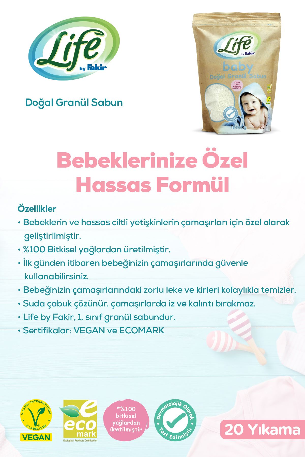 Doğal Bebek Granül Toz Sabun 1 Kg