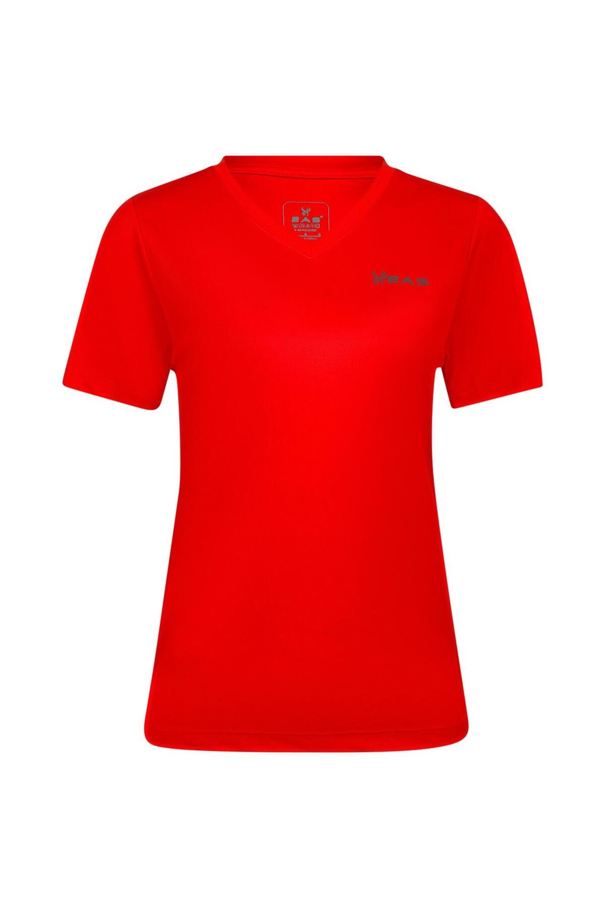 2AS-Red Freda V-Neck Women's T-Shirt 1