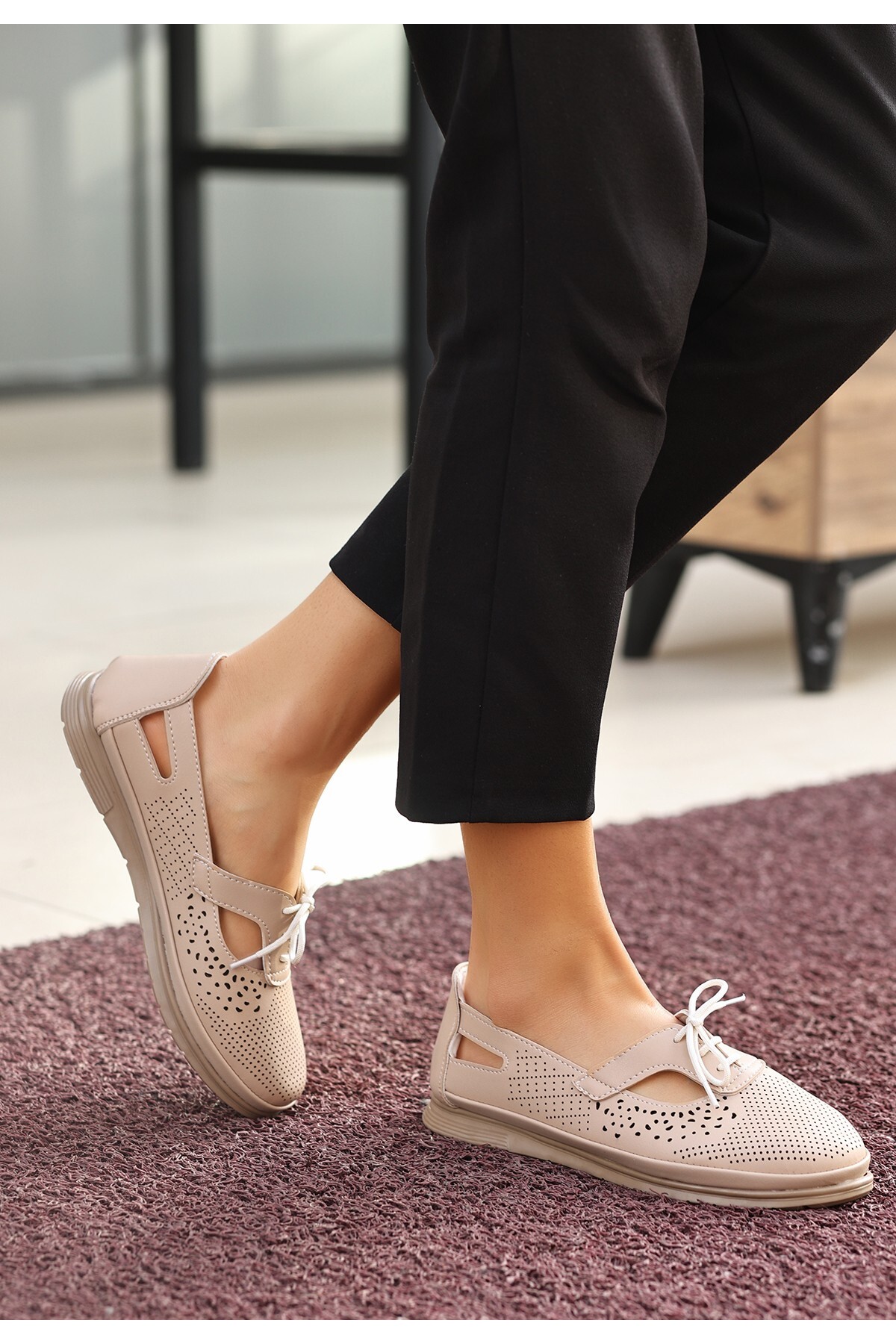 Kadın Rial Nude Cilt Babet Ayakkabı