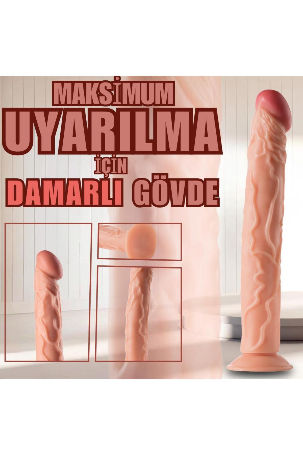 23 cm Realistik Dokulu Dildo Vantuzlu Damarlı Gerçekçi Yapay Penis Dildo 2